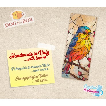 Marque-page oiseau n.6 - Marque-page transparent fait main | Effet vitrail, cristal | animal marque-page