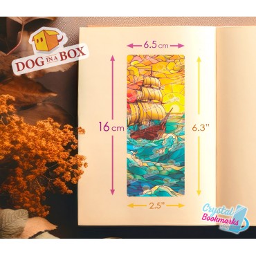 Marque-page Voilier n.3 - Marque-page transparent fait main | Effet vitrail, cristal | mer marque-page