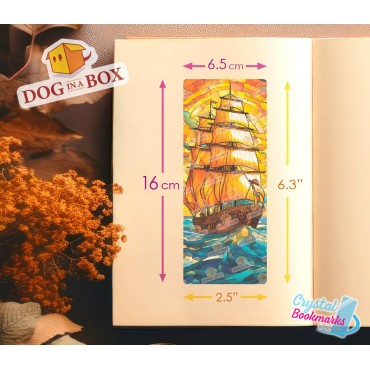 Sailing Ship Bookmark n.4 - Handmade Transparent Bookmark | Crystal, Stained Glass Effect | sea bookmark