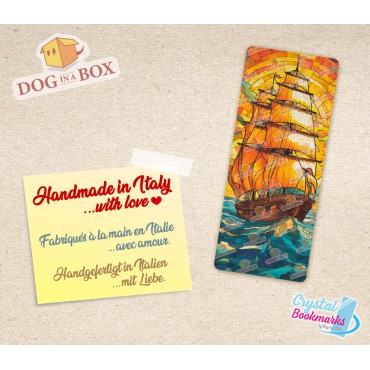 Sailing Ship Bookmark n.4 - Handmade Transparent Bookmark | Crystal, Stained Glass Effect | sea bookmark