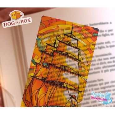 Sailing Ship Bookmark n.4 - Handmade Transparent Bookmark | Crystal, Stained Glass Effect | sea bookmark