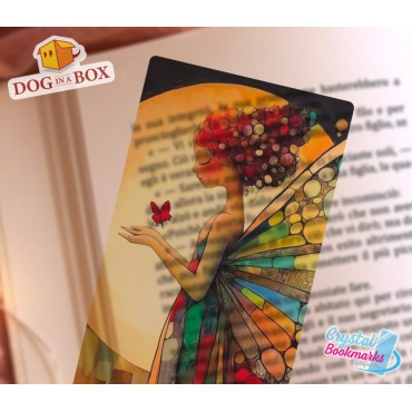 Woman butterfly n.1 - Handmade Transparent Bookmark | Crystal, Stained Glass Effect | fantasy bookmark