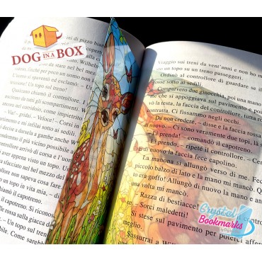 Marque-page Faon n.1 - Marque-page transparent fait main | Effet vitrail, cristal | marque-page fantastique