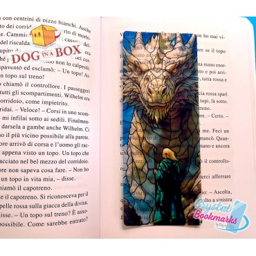 Drachen Lesezeichen Nr. 12 – Handgemachtes transparentes Lesezeichen | Kristall, Buntglas Effekt | fantasy Lesezeichen