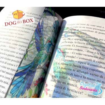 Hummingbird Bookmark n.1 - Handmade Transparent Bookmark | Crystal, Stained Glass Effect | bird bookmark