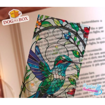 Marque-page Colibri n.1 - Marque-page transparent fait main | Effet vitrail, cristal | oiseau marque-page
