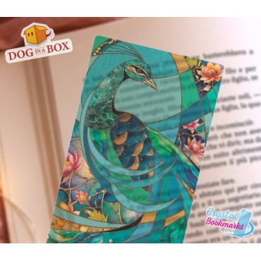 Peacock Bookmark n.1 - Handmade Transparent Bookmark | Crystal, Stained Glass Effect | bird bookmark