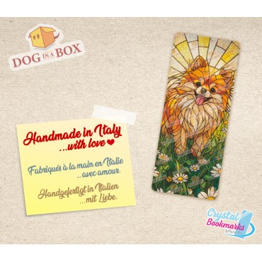 Marque-page poméranien n.1 - Marque-page transparent fait main | Effet vitrail, cristal | chien marque-page