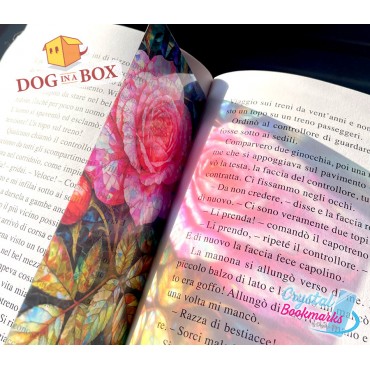 Marque-page Rose n.5 - Marque-page transparent fait main | Effet vitrail, cristal | marque-page fleurs