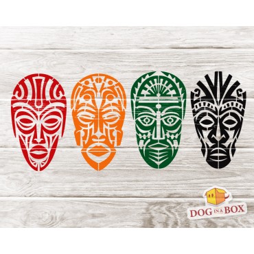 Afrikanische Masken Schablonen: Set mit 4 wiederverwendbaren Stammes-Schablonen zum Bemalen von Wänden, Holz, Stoffen