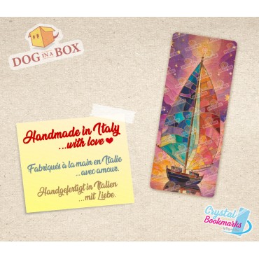 Sailing Ship Bookmark n.2 - Handmade Transparent Bookmark | Crystal, Stained Glass Effect | sea bookmark