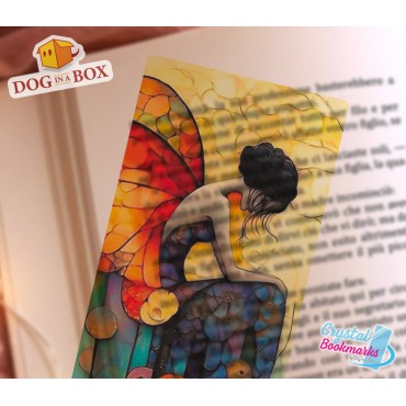 Woman butterfly n.2 - Handmade Transparent Bookmark | Crystal, Stained Glass Effect | fantasy bookmark