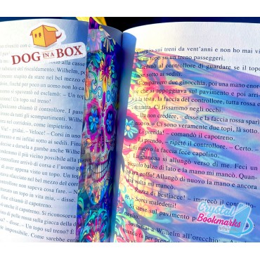 Dia de Los Muertos Bookmark n.2 - Handmade Transparent Bookmark | Crystal, Stained Glass Effect | Calavera
