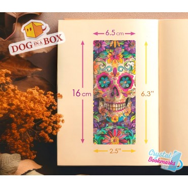 Marque-page Dia de Los Muertos n.2 - Marque-page transparent fait main | Effet vitrail, cristal | Calavera