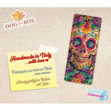 Marque-page Dia de Los Muertos n.2 - Marque-page transparent fait main | Effet vitrail, cristal | Calavera