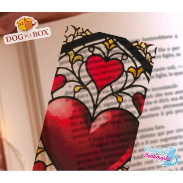 Marque-page Cœurs n.3 - Marque-page transparent fait main | Effet vitrail, cristal | marque-page amour