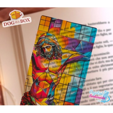 Marque-page Jésus n.8 - Marque-page transparent fait main | Effet vitrail, cristal | marque-page chrétien