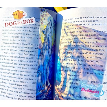 Wolf Bookmark n.2 - Handmade Transparent Bookmark | Crystal, Stained Glass Effect | fantasy bookmark