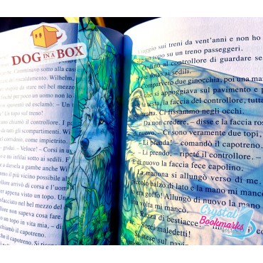 Wolf Bookmark n.3 - Handmade Transparent Bookmark | Crystal, Stained Glass Effect | fantasy bookmark