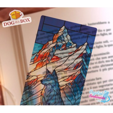 Wolf Lesezeichen Nr. 4 – Handgemachtes transparentes Lesezeichen | Kristall, Buntglas Effekt | fantasy Lesezeichen