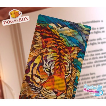 Marque-page Tigre n.1 - Marque-page transparent fait main | Effet vitrail, cristal | marque-page animal