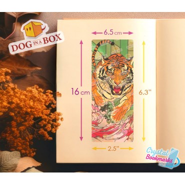 Tiger Lesezeichen Nr.2 – Handgemachtes transparentes Lesezeichen | Kristall, Buntglas Effekt | Tier Lesezeichen