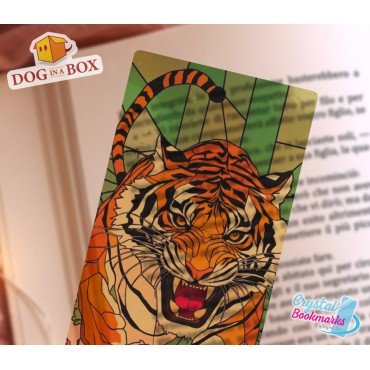 Tiger Bookmark n.2 - Handmade Transparent Bookmark | Crystal, Stained Glass Effect | animal bookmark