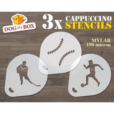 Hockey, Baseball and Soccer stencil (set of 3) Cappuccino and Coffee cocoa powder decor stencil - Face Painting stencils