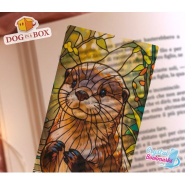 Otter Lesezeichen Nr.1 – Handgemachtes transparentes Lesezeichen | Kristall, Buntglas Effekt | Tier Lesezeichen