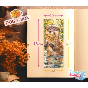 Otter Lesezeichen Nr.1 – Handgemachtes transparentes Lesezeichen | Kristall, Buntglas Effekt | Tier Lesezeichen