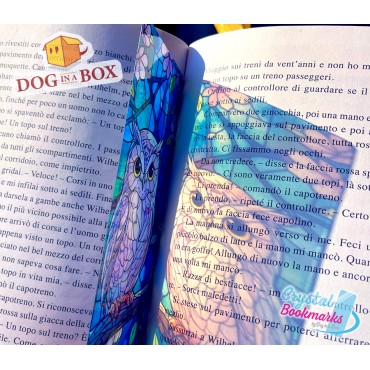Marque-page Hibou n.3 - Marque-page transparent fait main | Effet vitrail, cristal | Signet animal