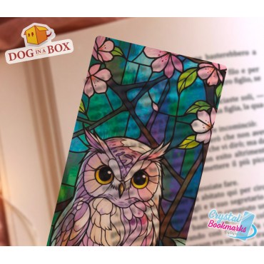 Marque-page Hibou n.3 - Marque-page transparent fait main | Effet vitrail, cristal | Signet animal