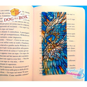 Marque-page Phénix n.3 - Marque-page transparent fait main | Effet vitrail, cristal | fantaisie animal