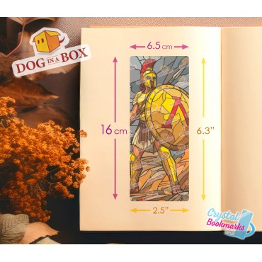 Marque-page spartiate n.1 - Marque-page transparent fait main | Effet vitrail, cristal | marque-page guerrier