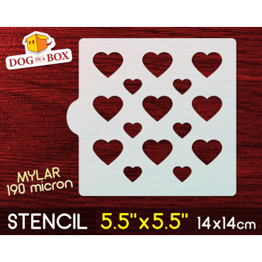 Hearts stencil n.2 - stencil for cookies - 14 x 14 cm