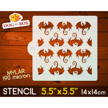 Dragons stencil n.2 - 5.5" x 5.5" stencil for cookies 14 x 14 cm