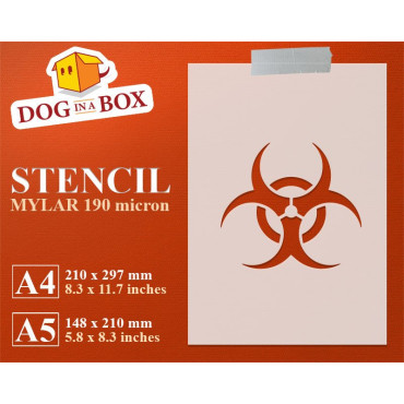 Stencil simbolo radioattivo - Stencil Biohazard per pittura su pareti, legno, tessuti e cosplay