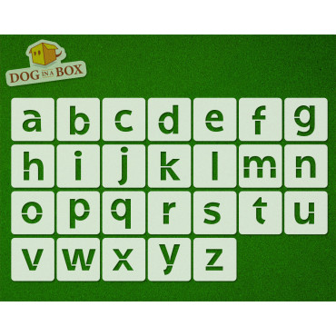 Alphabet stencils font n.8 - Lowercase font stencil for wood signs and walls. Individual letters stencils