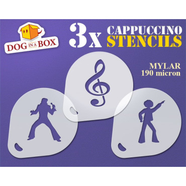 Music stencils (set of 3) Cappuccino and Coffee cocoa powder decor stencil - Face Painting stencils