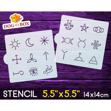 Wiccan Runes stencils - set of 2 celtic stencils for cookies and cakes 14 x 14 cm