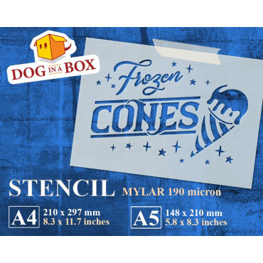 Frozen cones stencil - Ice creams stencil to paint on walls, wood and fabrics. Reusable DIY stencil for wood signs.