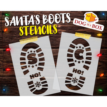 Santa's Boots stencils (set of 2) - Reusable Santa Footprints stencil for wood signs, windows decor and walls