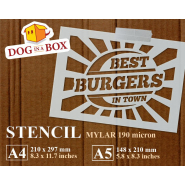 Best Burgers stencil - Hamburgers sign stencil to paint on walls, wood and fabrics. Reusable DIY stencil for wood signs.