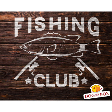 Pochoir Fishing Club n.1 - Pochoir de pêche réutilisable pour panneaux, murs ou tissus en bois.