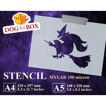 Witch stencil n.3 - Reusable stencil for halloween, horror house, wood signs, painting on wall and fabrics