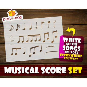 Musical score stencil SET of 3 - Reusable modular music stencil for wall decoration, wall painting, wood signs and house decor