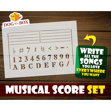 Musical score stencil SET of 3 - Reusable modular music stencil for wall decoration, wall painting, wood signs and house decor