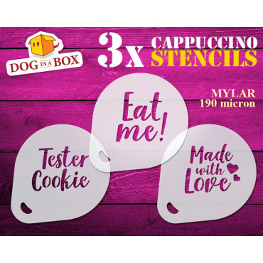 Tester Cookie stencils (set of 3) n.1 - Eat Me and Made with Love Cookie stencil
