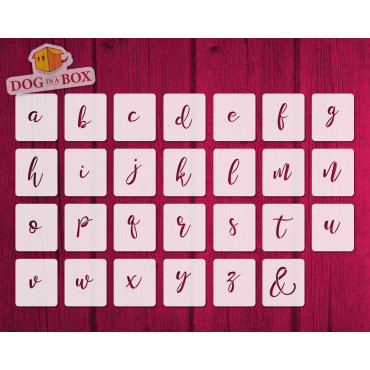 Alphabet stencils font n.13 - Lowercase wedding font stencil for wood signs and walls. Individual calligraphic letters stencils