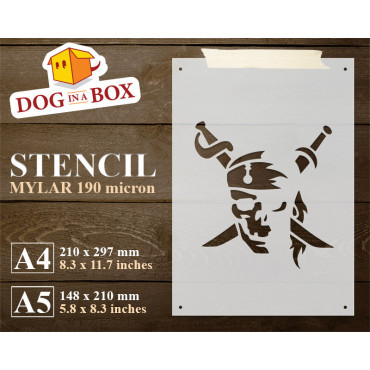 Pirate stencil n.2 - Skull and Bones reusable stencil for wood, walls, fabrics and party decor